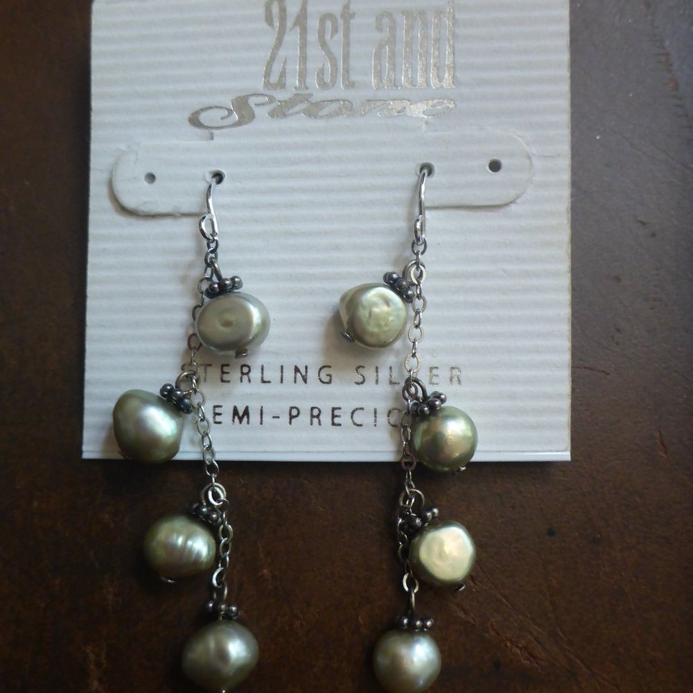 Sterling Sliver & Semi Precious Stone Dangling Earings